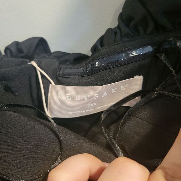 Keepsake Black Maxi Only Love Gown Off Shoulder Dress Size XXS - Picture 3 of 10